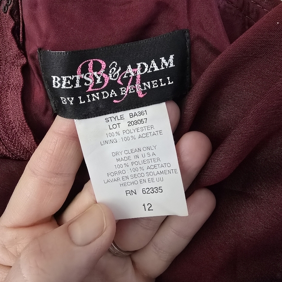 Vintage Betsy Adam Prom Dress Maxi Gown 12 Red Goth 90s Y2K Whimsigoth Vampy - Picture 10 of 12